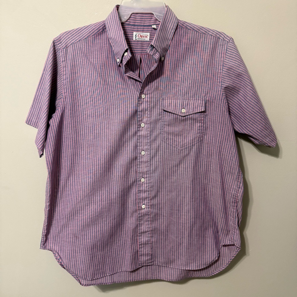 Orvis Vintage Blue & Pink Striped Men's Shirt